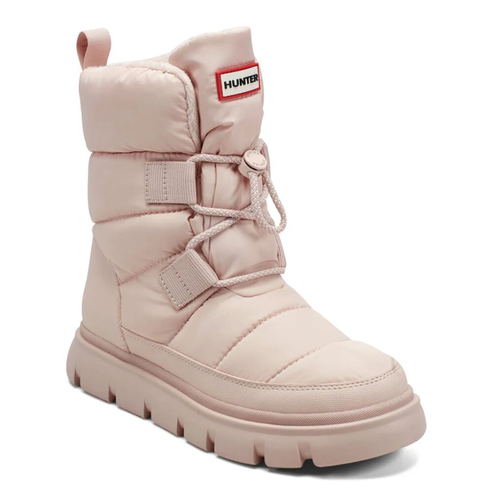 Hunter Women's Moon Lug Sole Insulated Waterproof Snow Booties in Light Natural - Picture 6 of 10
